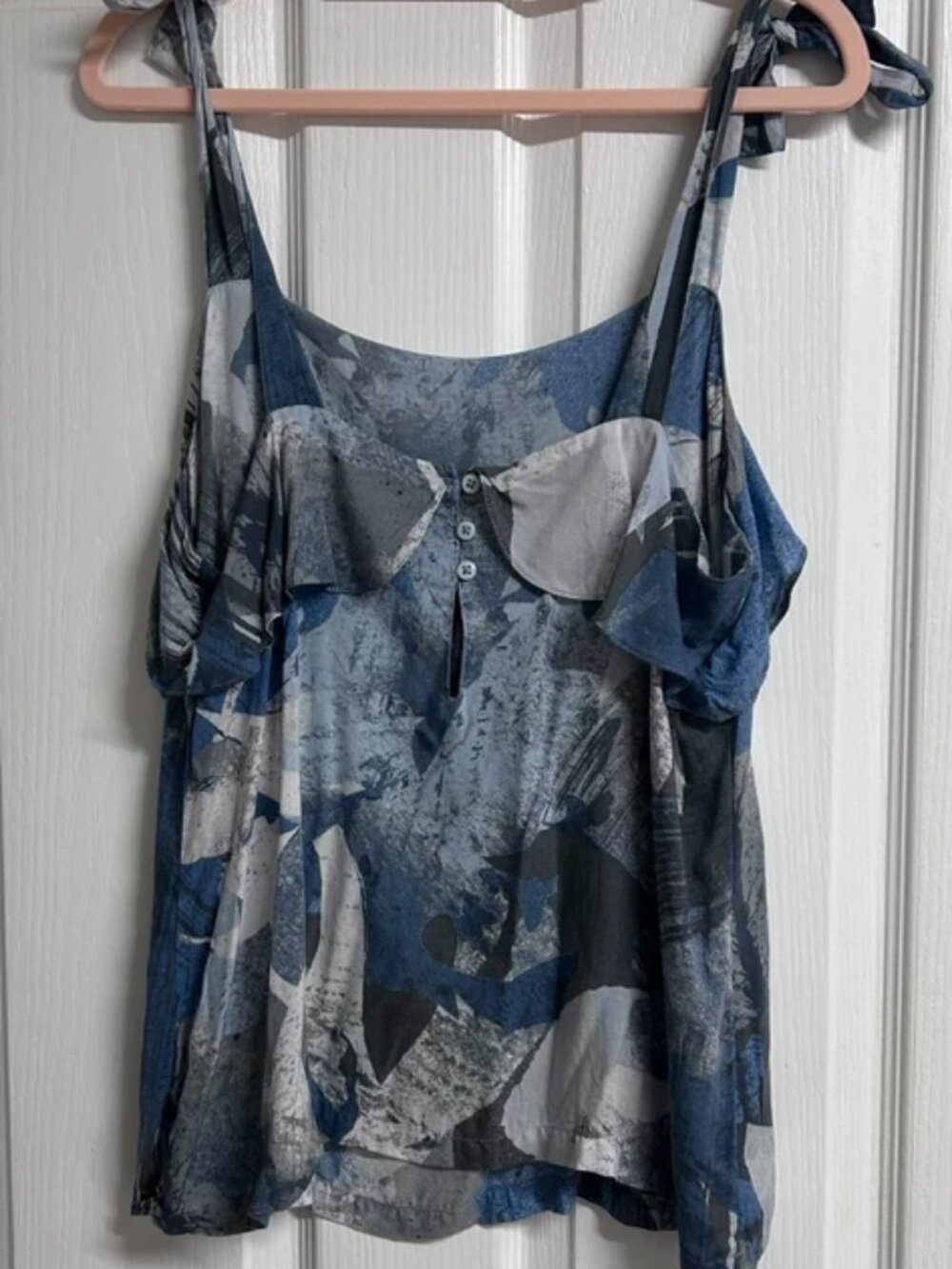 Next Blue Abstract Print Tie Strap Cami Top - Picture 2 of 5
